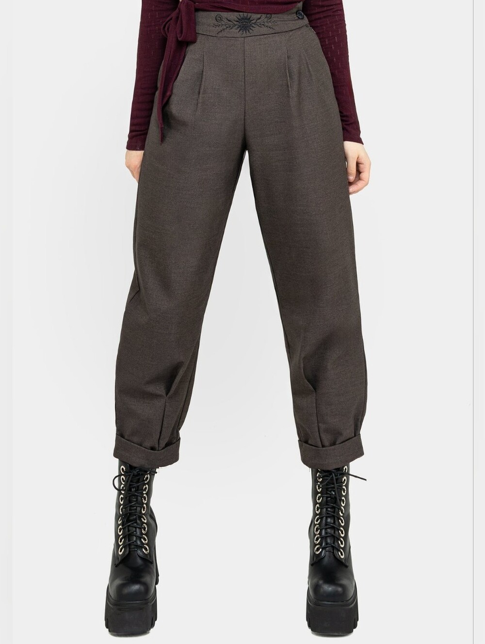 Disturbia Mystic Embroidered Balloon Trousers Alt Goth Grunge Punk Streetwear 4